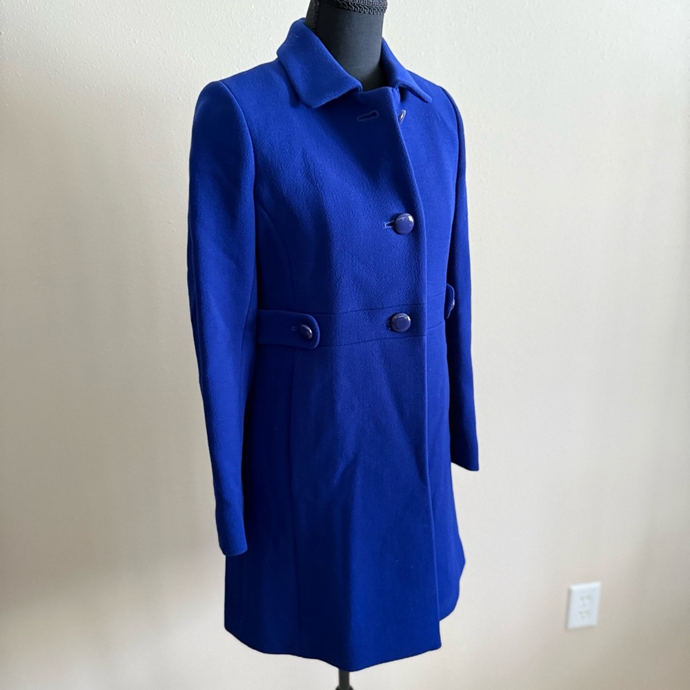 J.Crew Royal Blue Wool Coat Petite 4P Tailored Winter Coat - Picture 2 of 12
